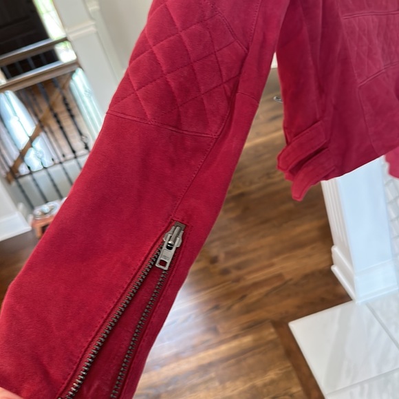 Joe’s Jeans leather Moto jacket XS designer leather suede burgundy - Picture 14 of 17